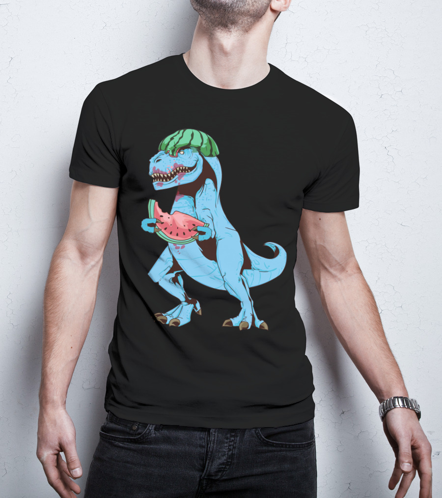 One In A Melon Watermelon Dinosaur Rex Summer Fruit T-Shirt