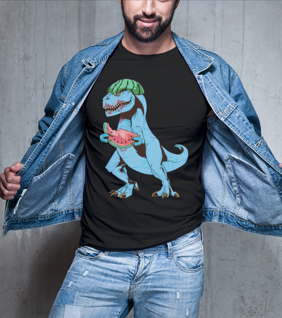 One In A Melon Watermelon Dinosaur Rex Summer Fruit T-Shirt