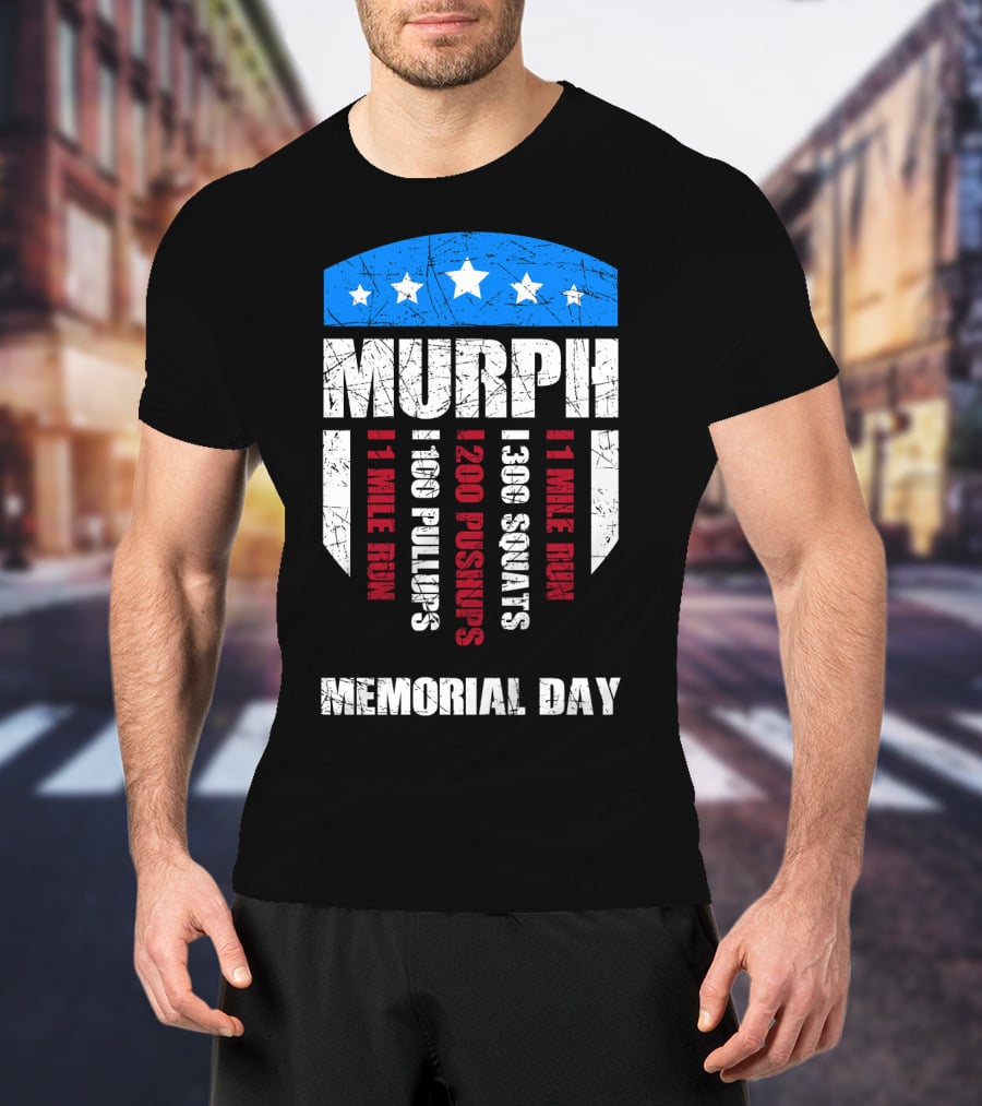 Memorial Day Murph Wod Workout 1 Mile Run 100 Pullups 200 Pushups 300 Squats Recovery T-Shirt