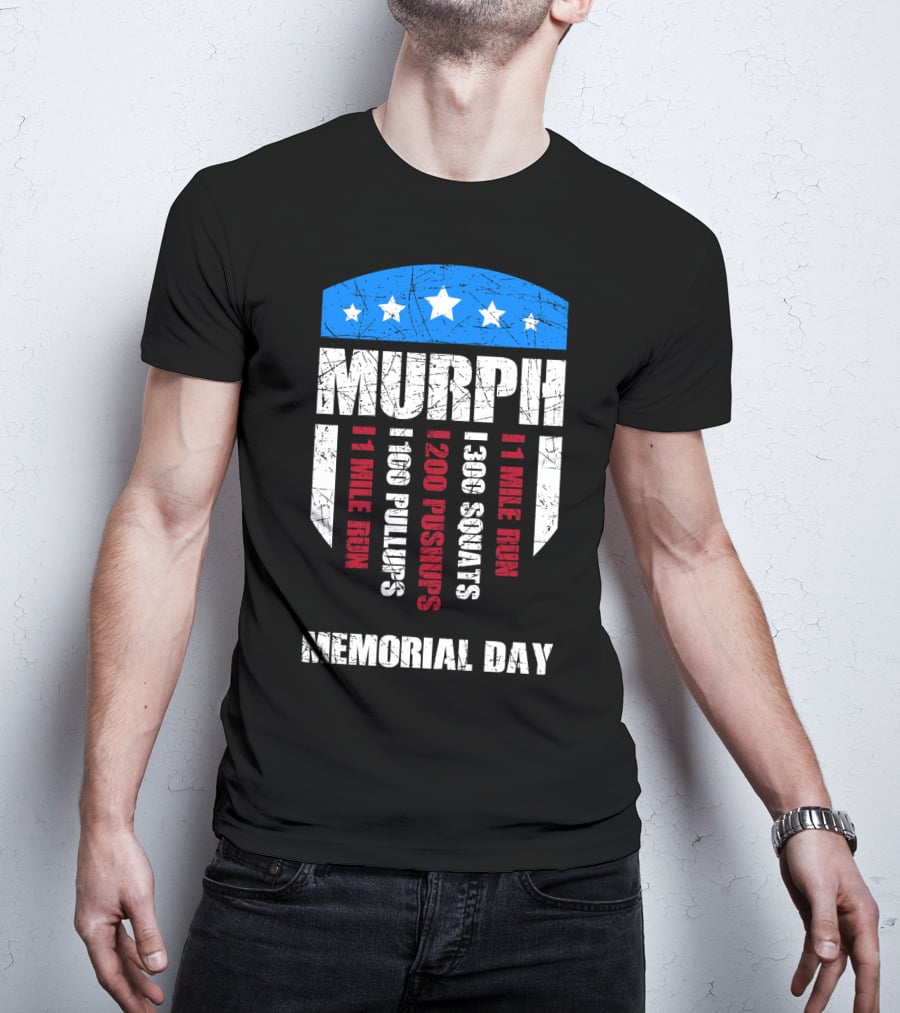 Memorial Day Murph Wod Workout 1 Mile Run 100 Pullups 200 Pushups 300 Squats Recovery T-Shirt