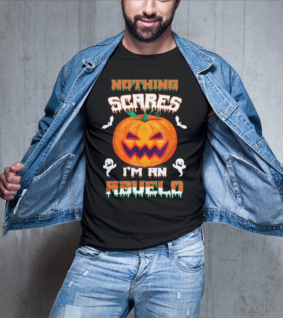 Nothing Scares I'm An Abuelo Halloween Pumpkin Ghosts And Bats T-Shirt