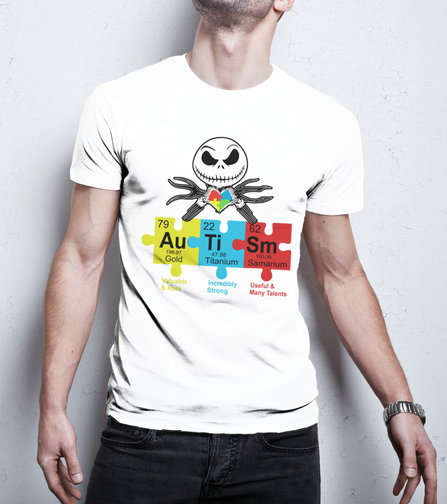 Jack Skellington AuTiSm Puzzle Periodic Table Valuable Rare Incredibly Strong Talents T-Shirt