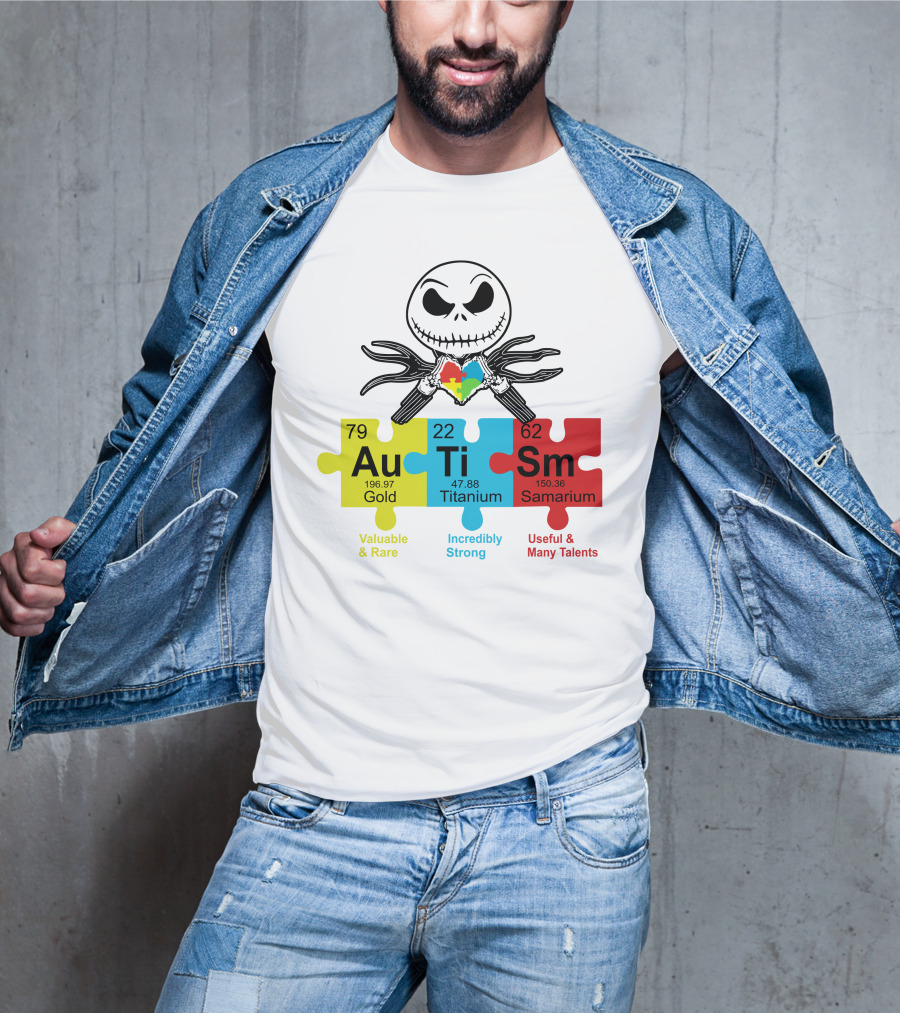 Jack Skellington AuTiSm Puzzle Periodic Table Valuable Rare Incredibly Strong Talents T-Shirt