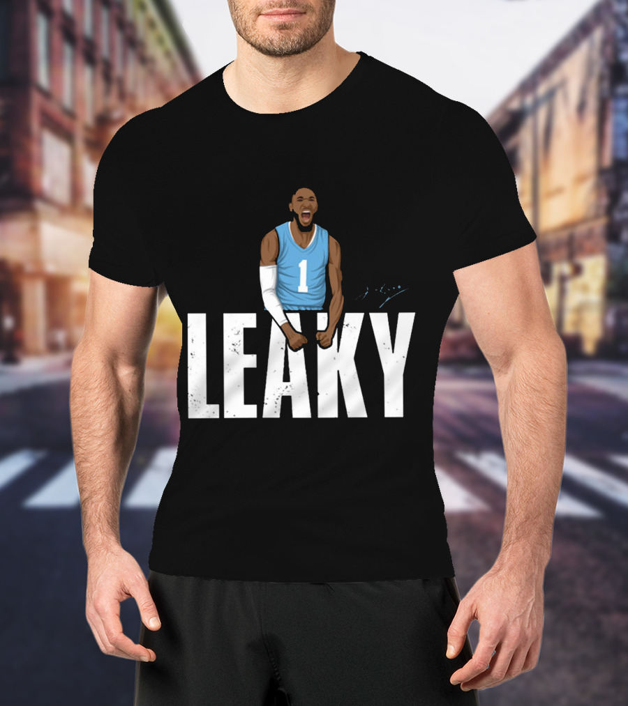Leaky Black Number 1 Jersey Graphic Blue Basketball T-Shirt