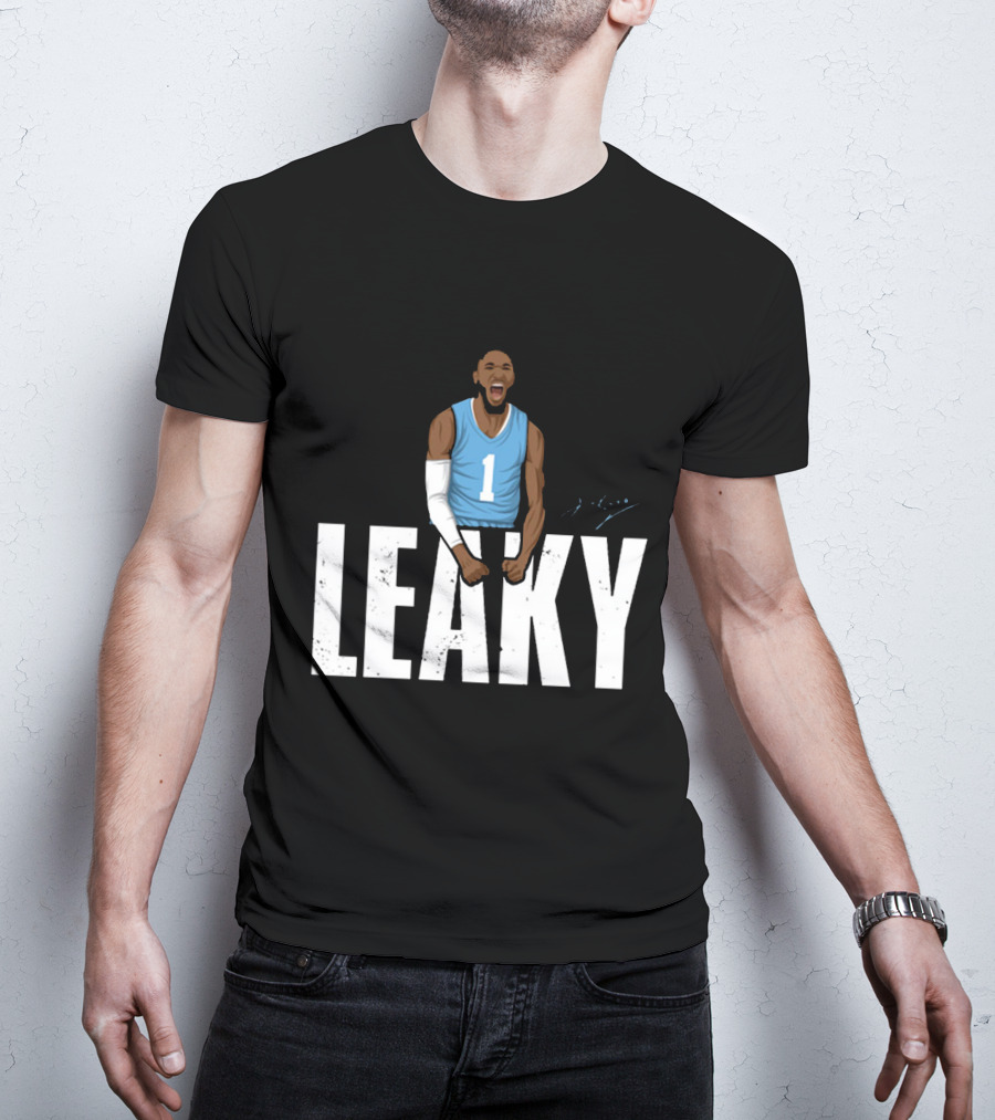 Leaky Black Number 1 Jersey Graphic Blue Basketball T-Shirt