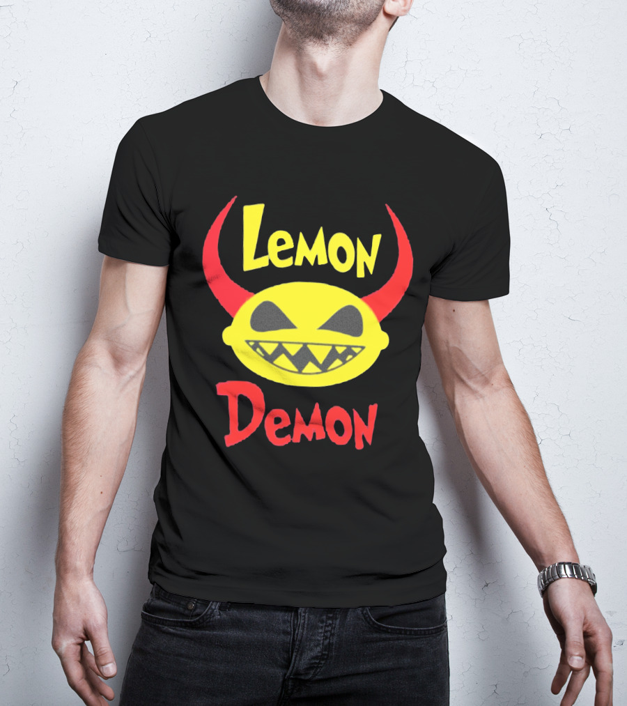 Lemon Demon Smiling Yellow Face With Red Horns T-Shirt