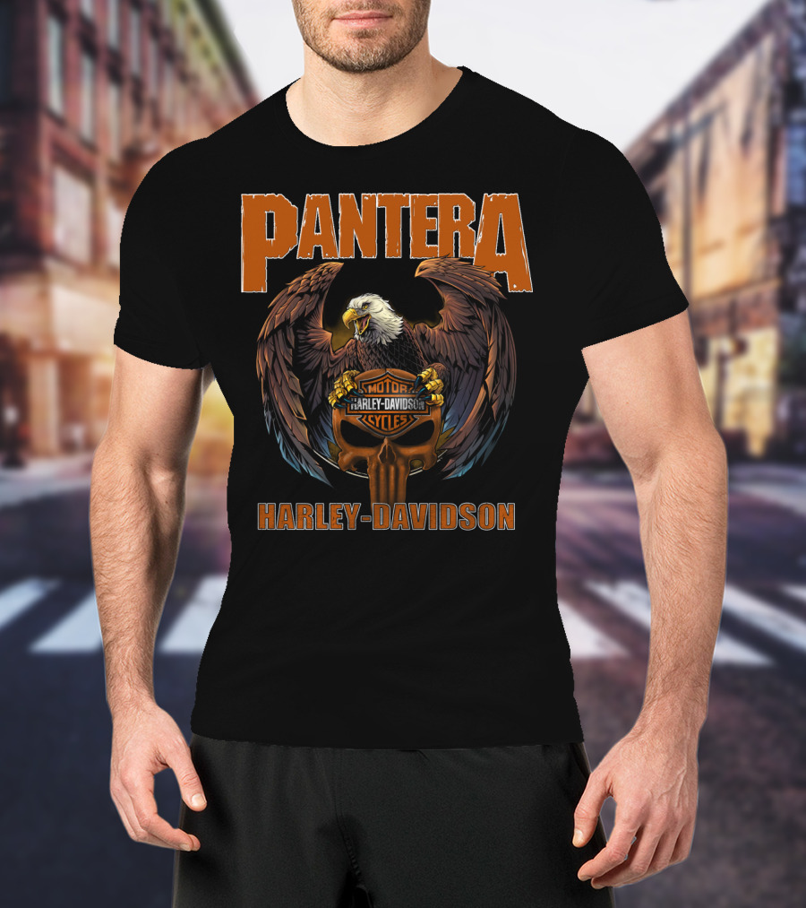 Pantera Eagle With Harley Davidson Motorcycles Iconic Symbol T-Shirt