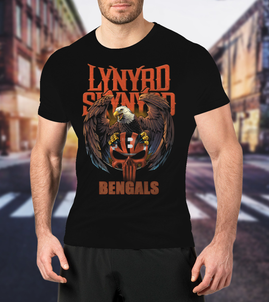 Lynyrd Skynyrd Bengals Eagle Skull Helmet T-Shirt