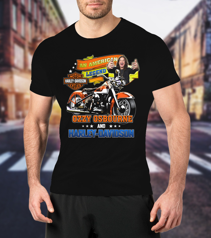 An American Legend Ozzy Osbourne And Harley Davidson Motor Cycles T-Shirt