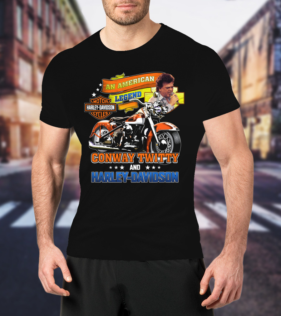 An American Legend Conway Twitty And Harley Davidson T-Shirt