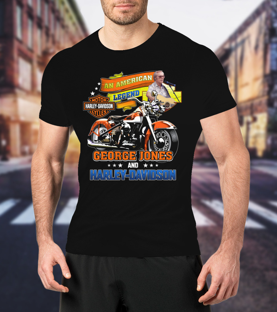 An American Legend George Jones And Harley Davidson Motor Cycles T-Shirt