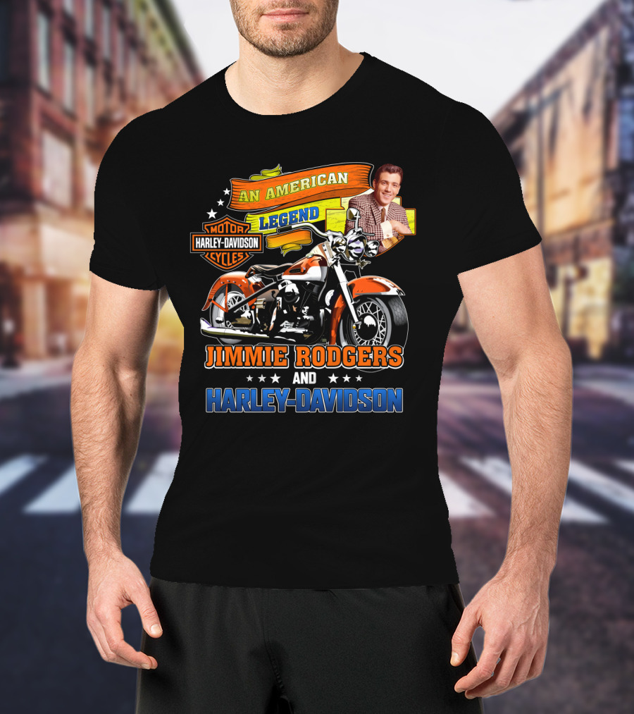 Jimmie Rodgers An American Legend With Harley Davidson Motorcycles T-Shirt