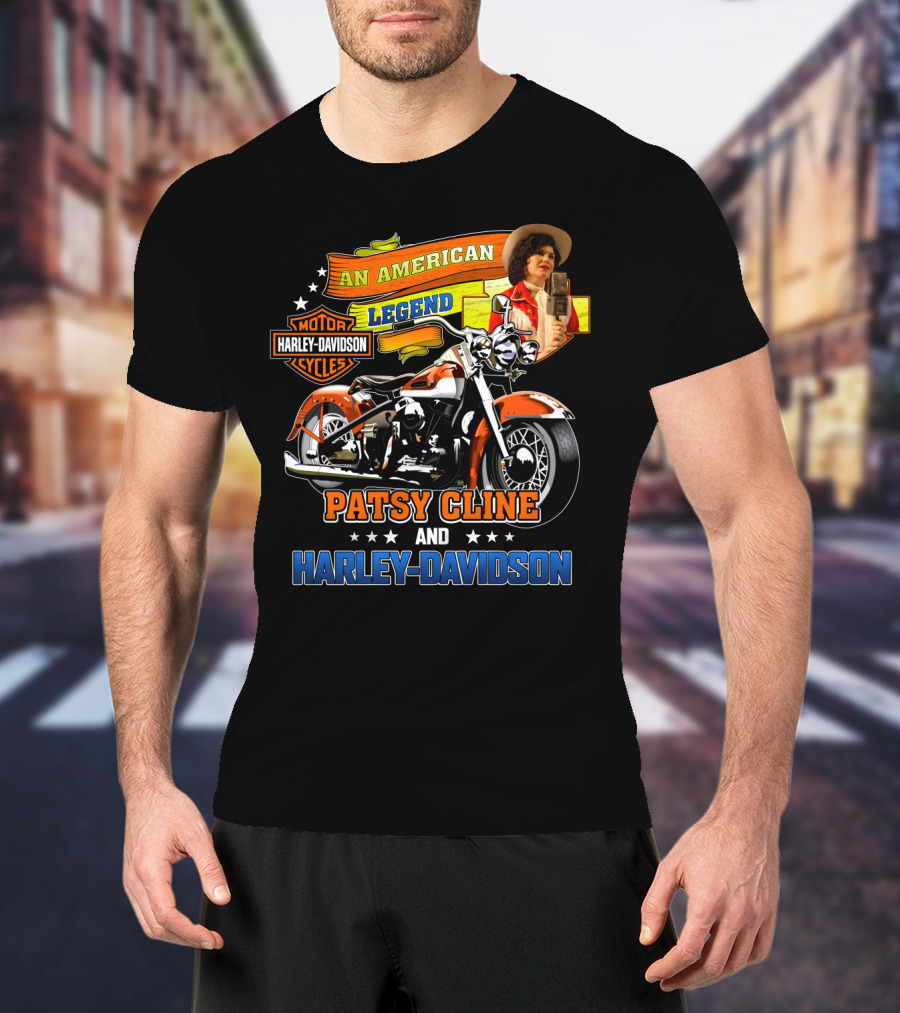 An American Legend Patsy Cline And Harley Davidson Motor Cycles T-Shirt