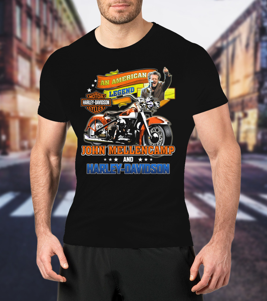 An American Legend John Mellencamp And Harley Davidson Motor Cycles T-Shirt