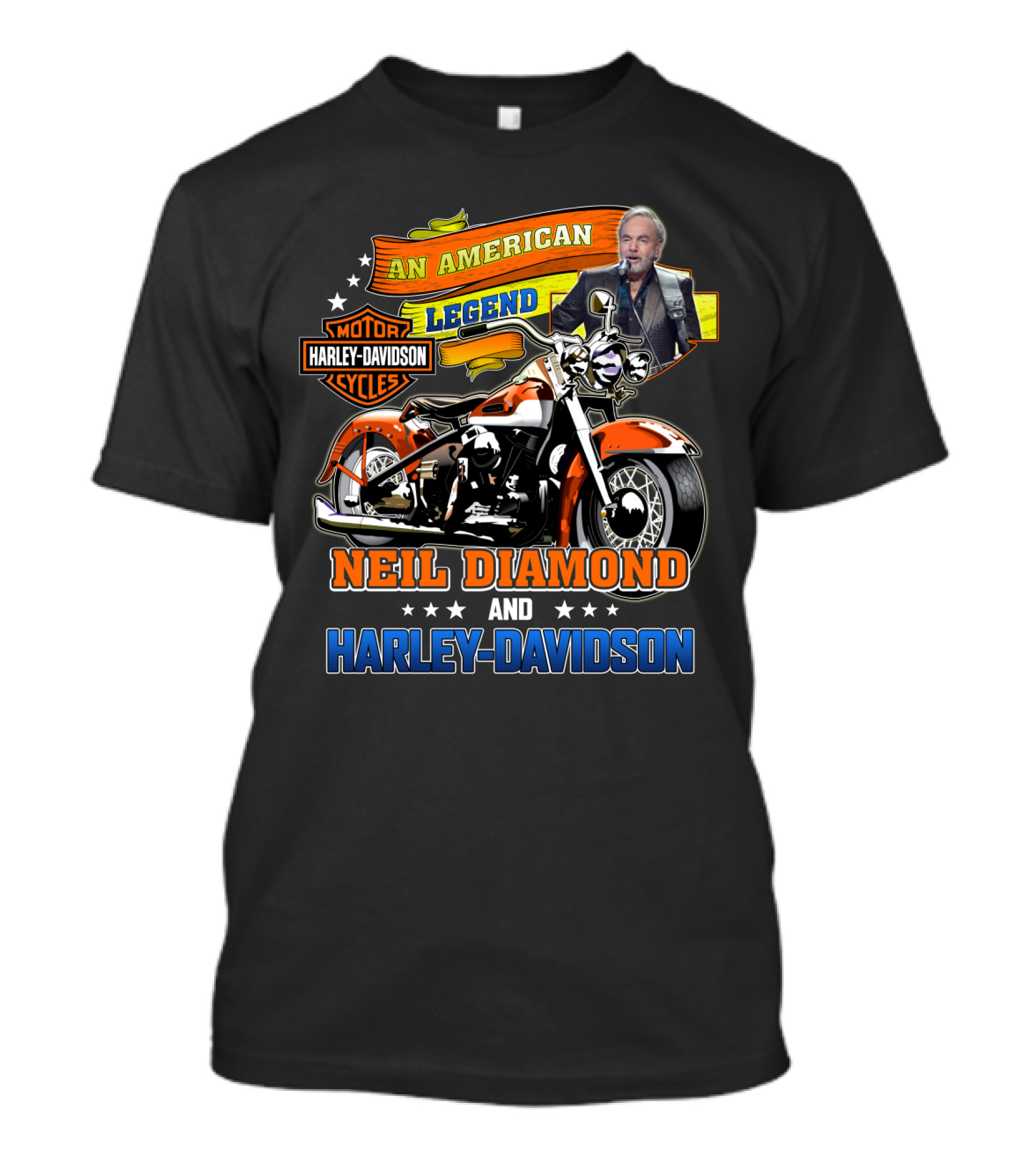 An American Legend Neil Diamond And Harley Davidson T-Shirt