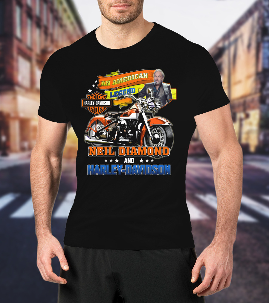 An American Legend Neil Diamond And Harley Davidson T-Shirt