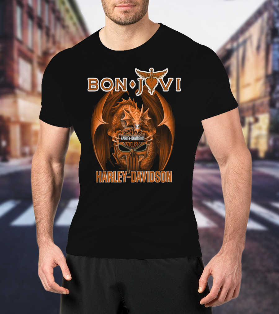 Bon Jovi Harley Davidson Motorcycles Dragon T-Shirt