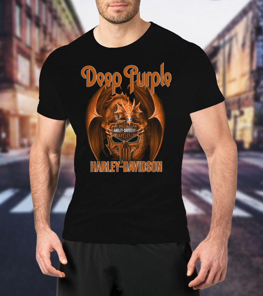 Deep Purple Harley Davidson Motorcycles Dragon T-Shirt