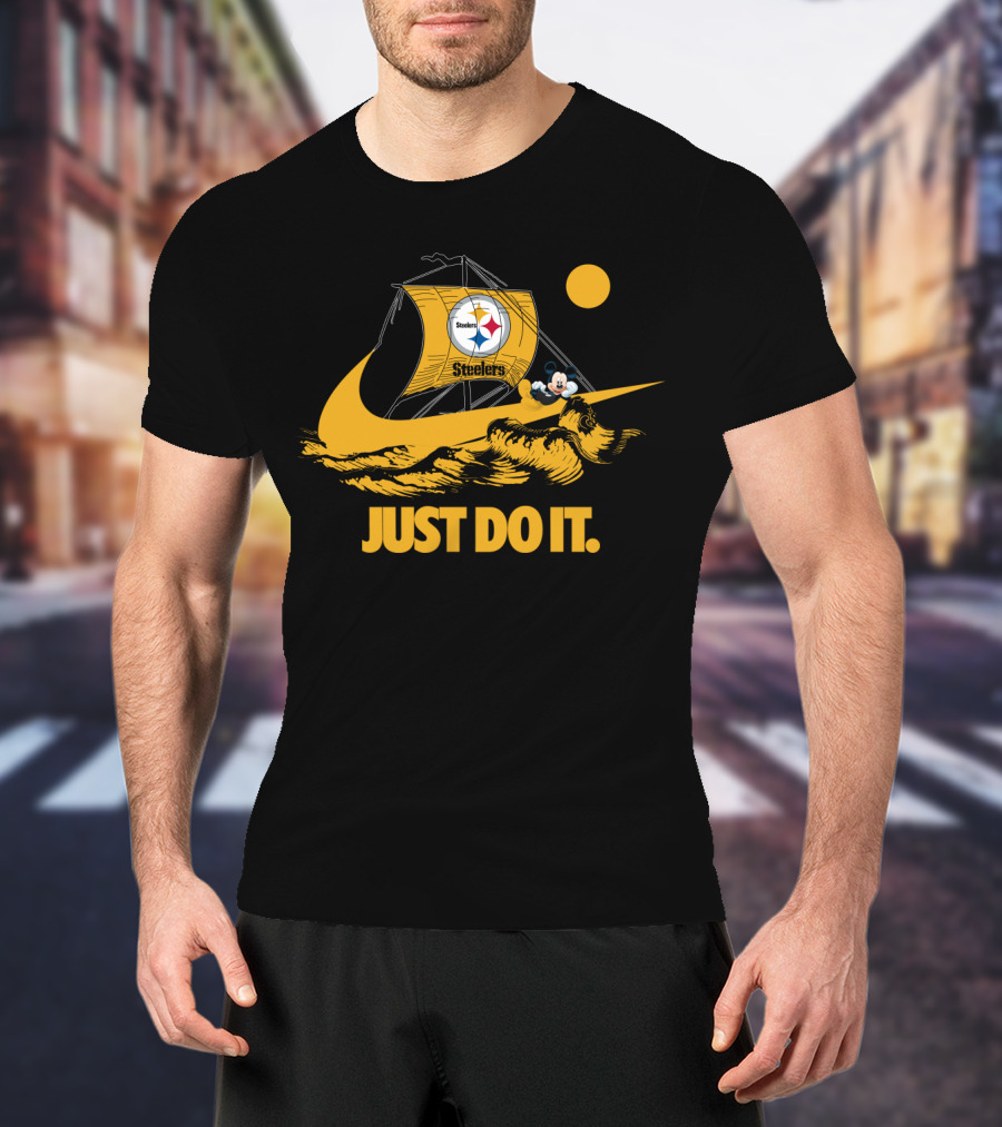Just Do It Pittsburgh Steelers Nike Mickey Sailboat T-Shirt