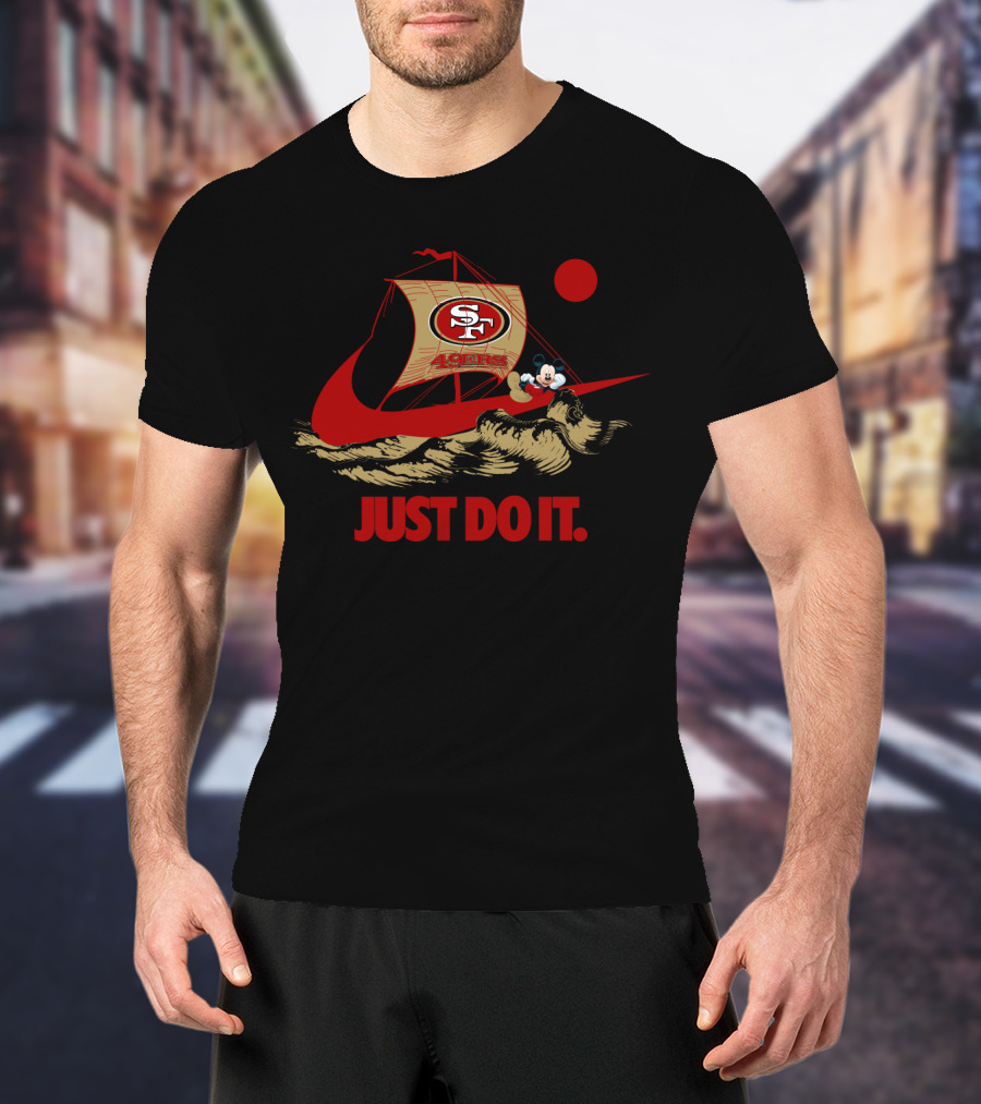 San Francisco 49ers Just Do It Nike Mickey Mouse Sailboat T-Shirt