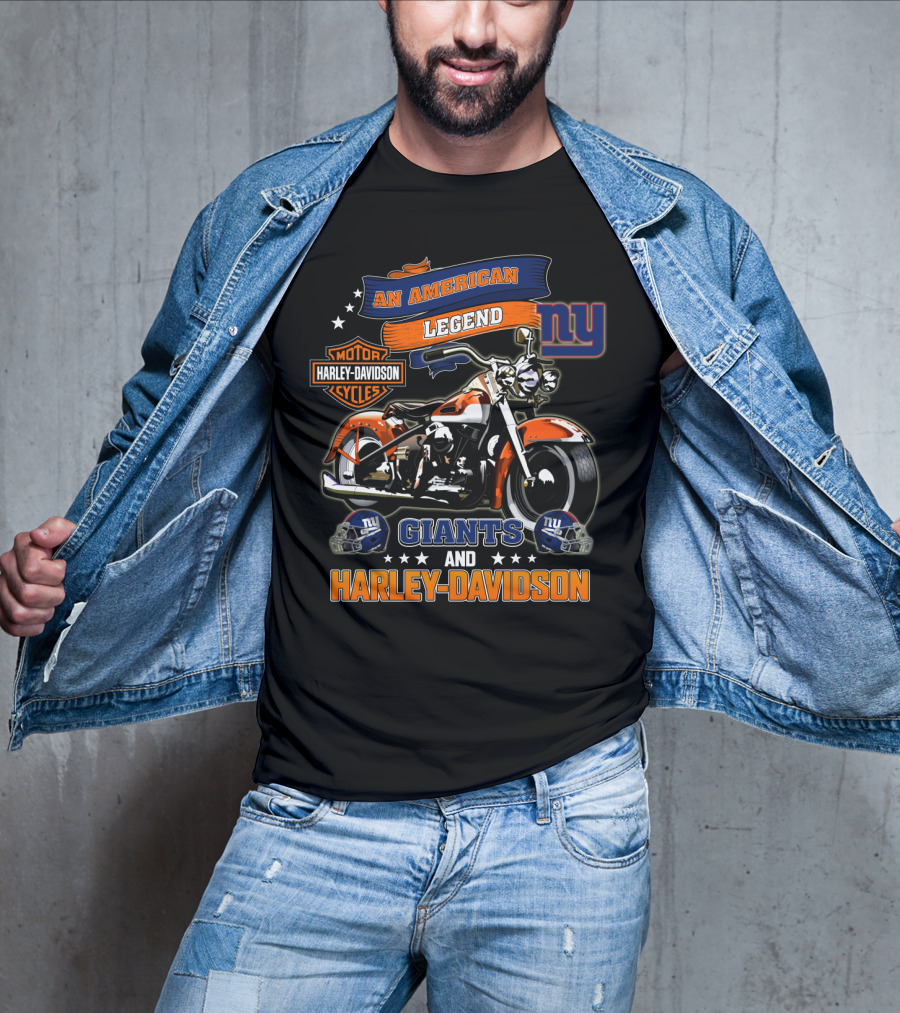An American Legend New York Giants And Harley Davidson T-Shirt