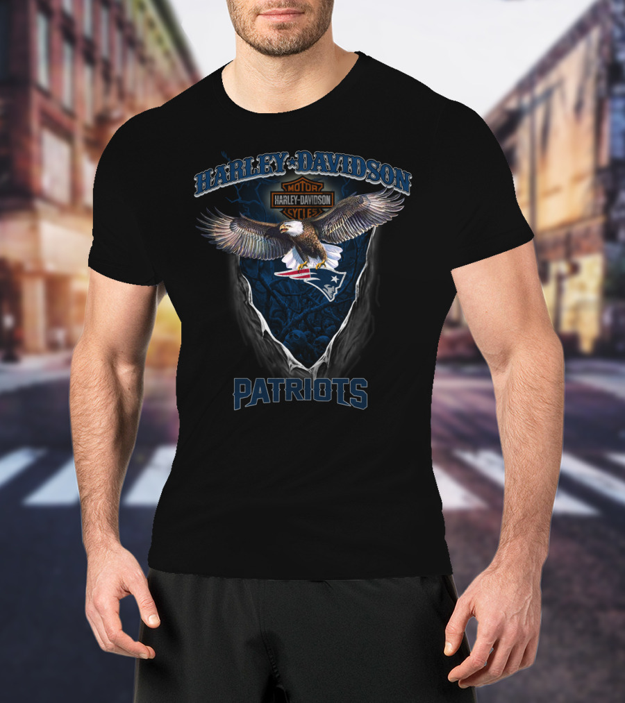 Harley Davidson Motorcycles Patriots New England Nfl T-Shirt