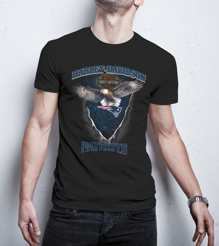 Harley Davidson Motorcycles Patriots New England Nfl T-Shirt