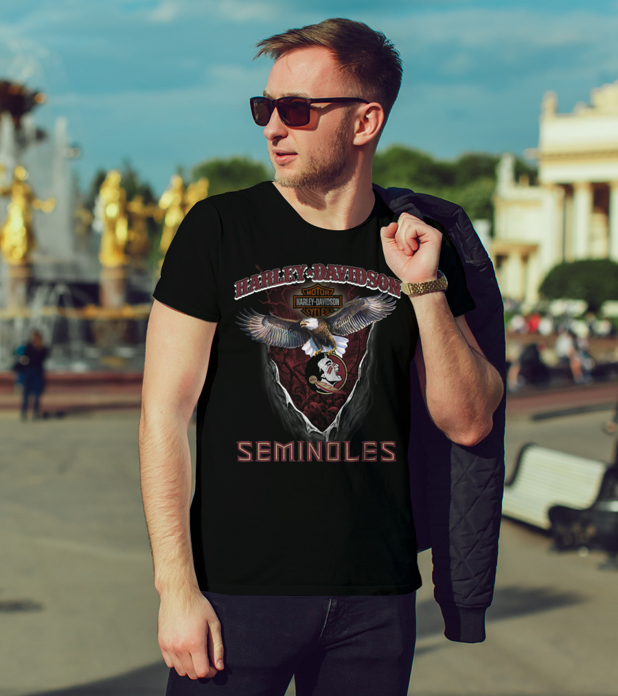 Harley Davidson Motor Cycles Eagle Florida State Seminoles T-Shirt