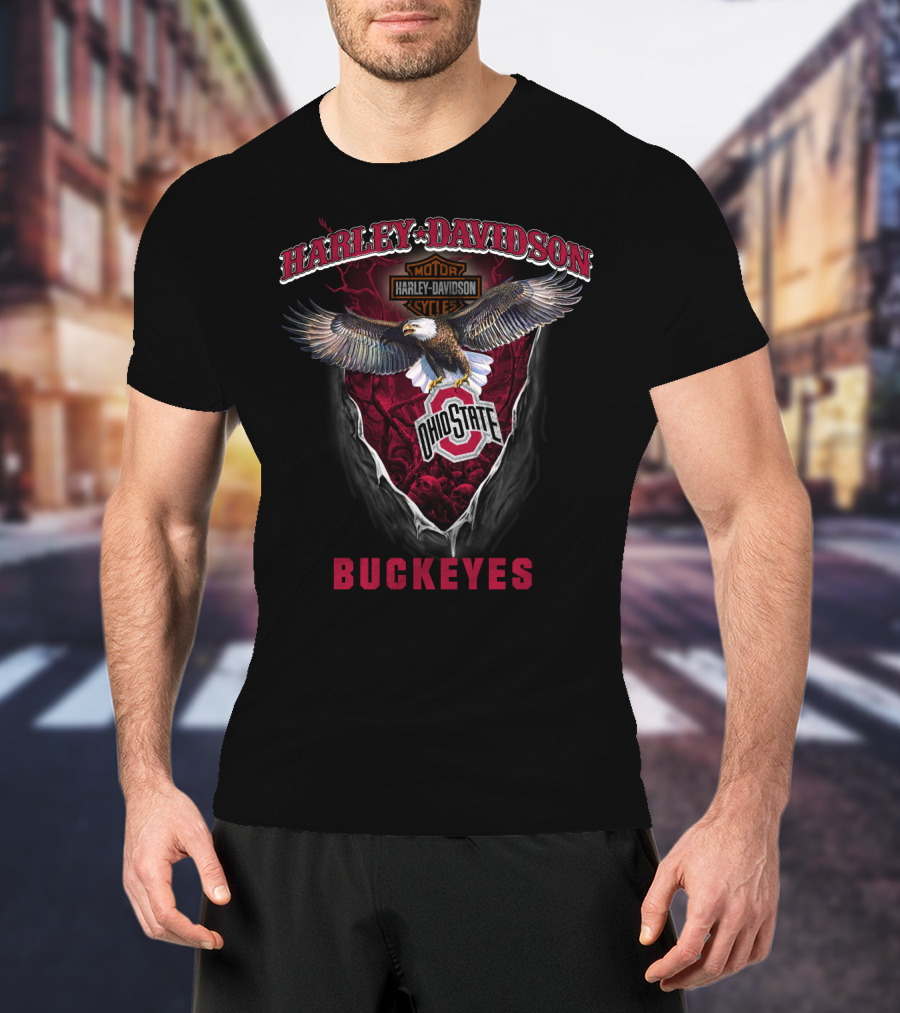 Harley Davidson Motor Harley Davidson Cycles Ohio State Buckeyes Eagle T-Shirt