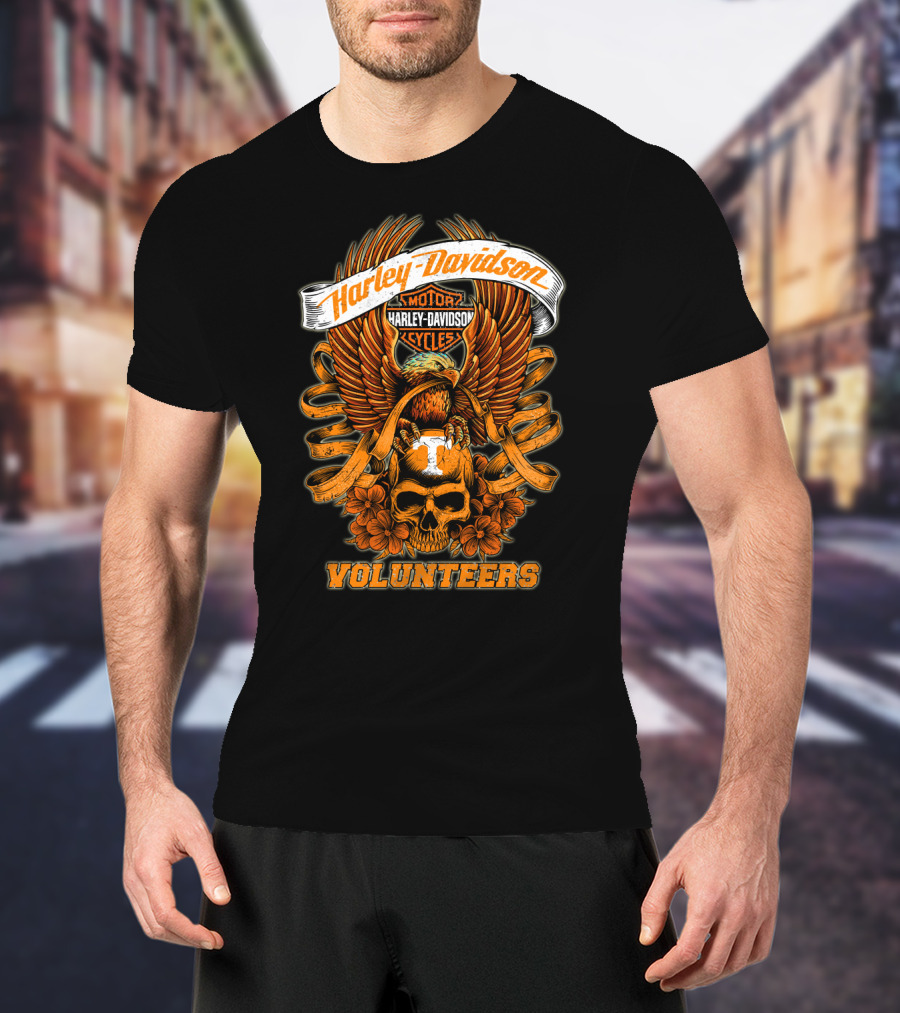Harley Davidson Tennessee Volunteers Skull And Eagle T-Shirt
