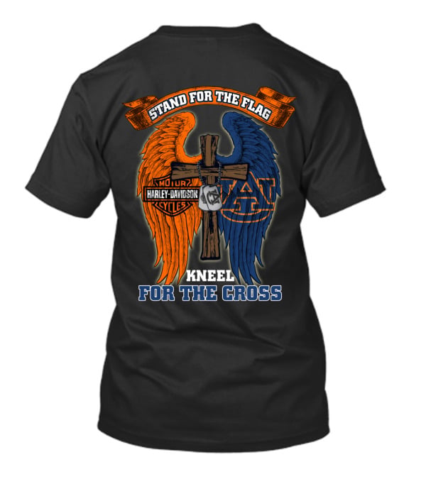 Stand For The Flag Kneel For The Cross Harley Davidson Auburn Tigers T-Shirt