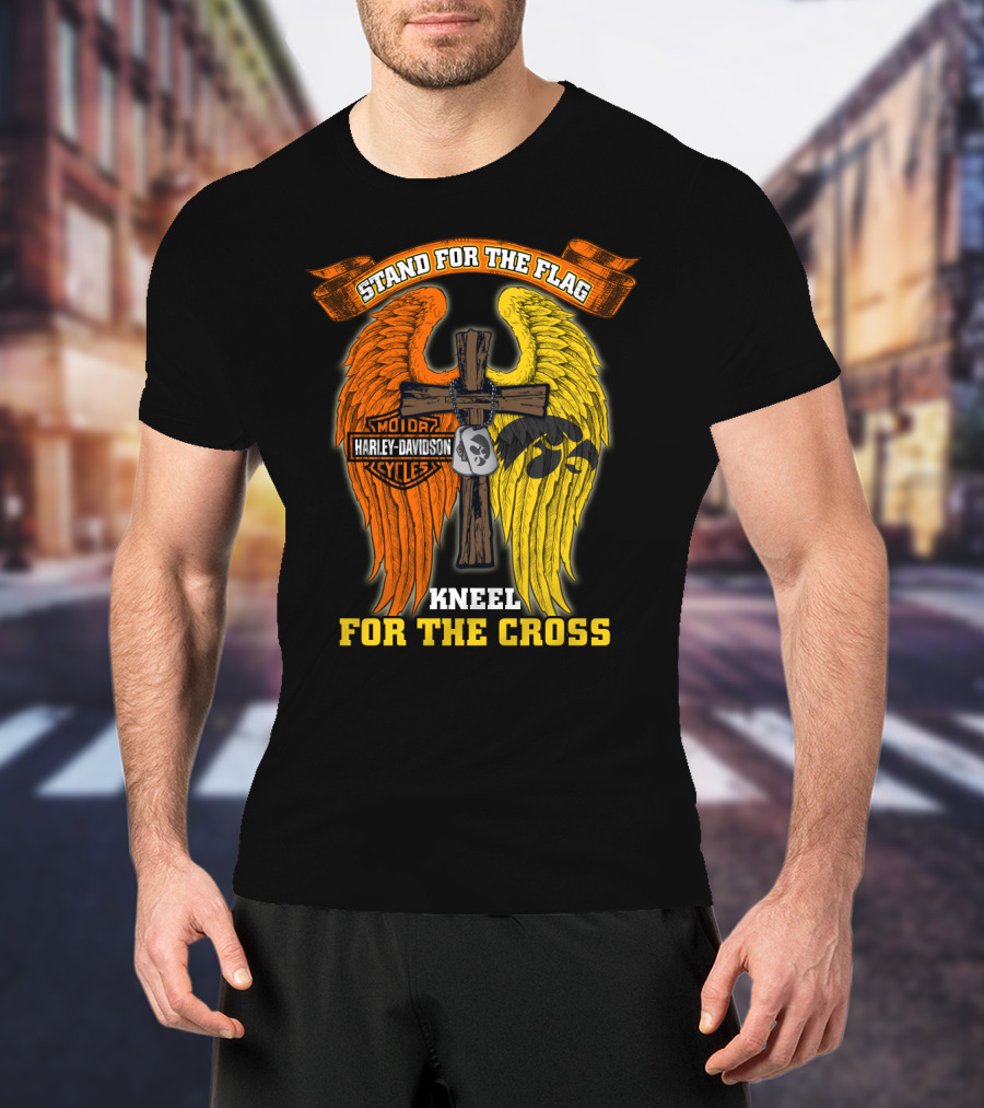 Stand For The Flag Kneel For The Cross Harley Davidson Iowa Hawkeyes T-Shirt