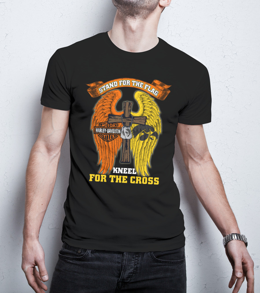 Stand For The Flag Kneel For The Cross Harley Davidson Iowa Hawkeyes T-Shirt