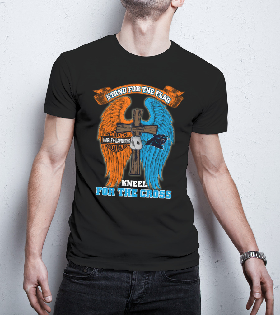 Stand For The Flag Kneel For The Cross Harley Davidson Carolina Panthers T-Shirt