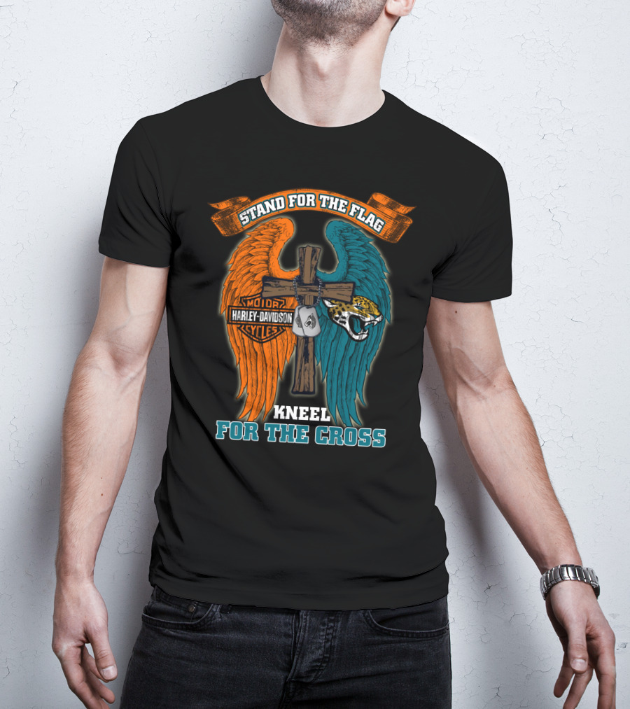 Stand For The Flag Kneel For The Cross Harley Davidson Motorcycles Jacksonville Jaguars T-Shirt
