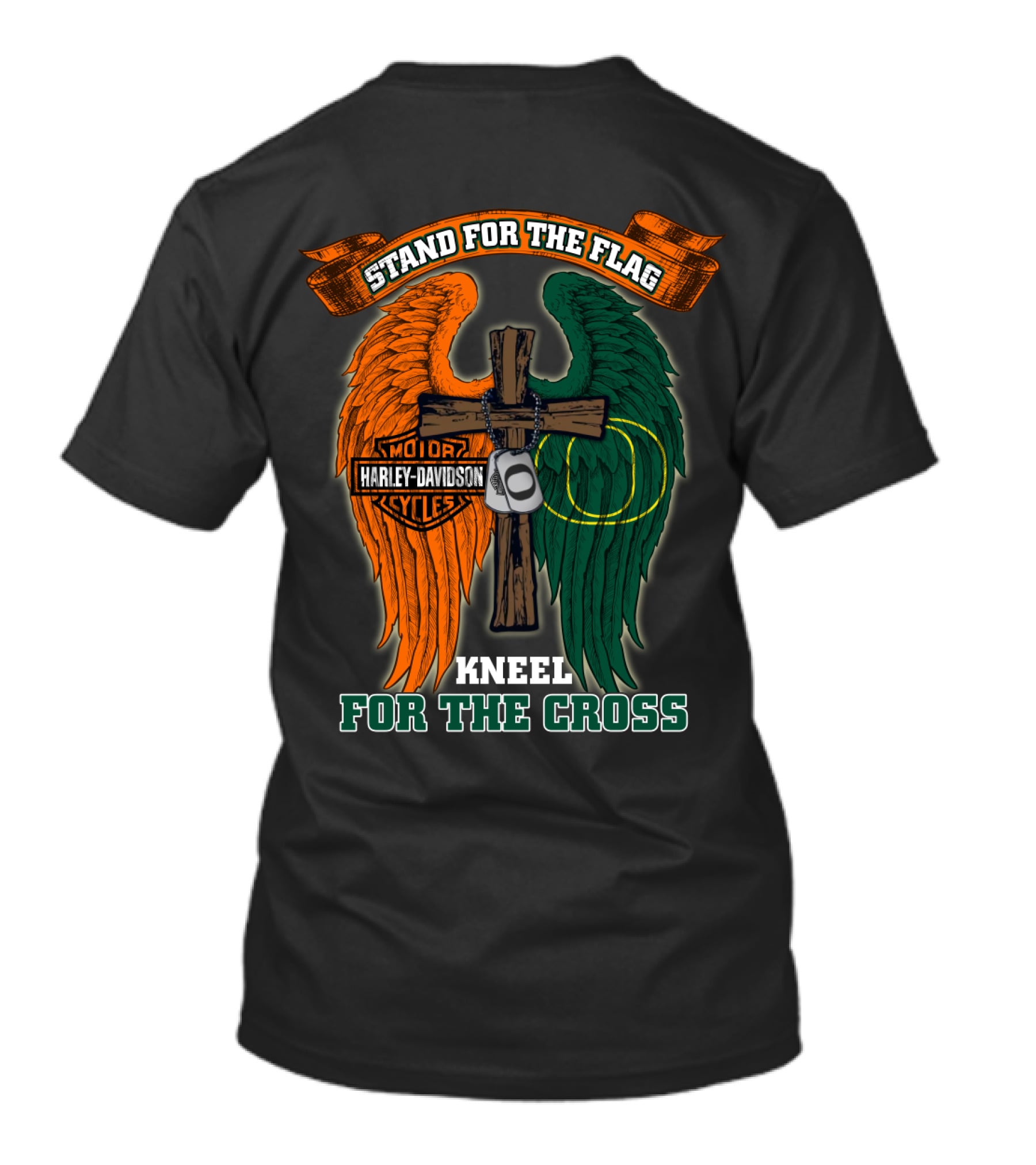 Stand For The Flag Kneel For The Cross Harley Davidson Oregon Ducks T-Shirt
