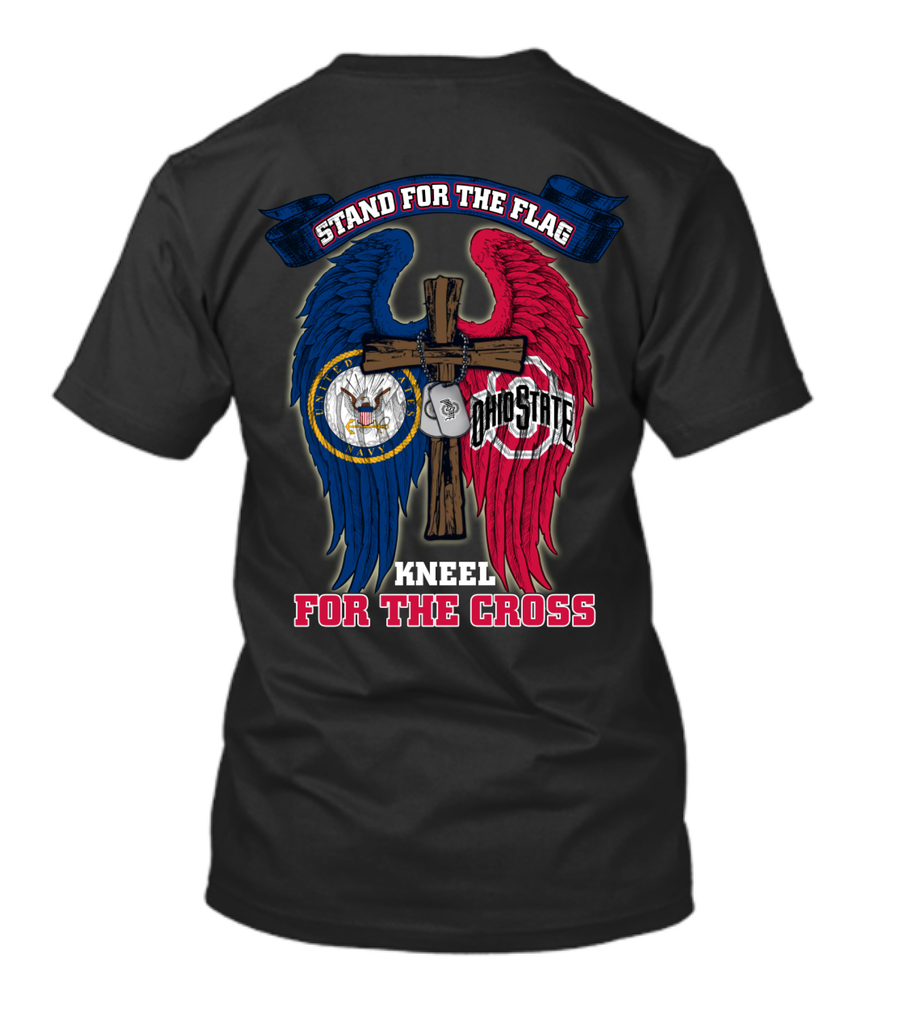 Stand For The Flag Kneel For The Cross Us Navy Ohio State Buckeyes T-Shirt