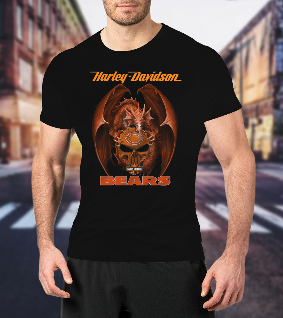 Harley Davidson Chicago Bears Dragon T-Shirt