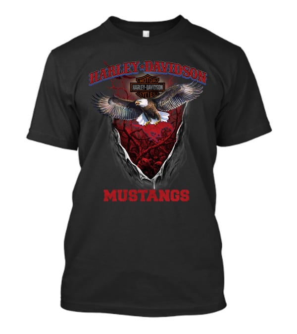 Harley Davidson Motorcycles Eagle Mustangs T-Shirt