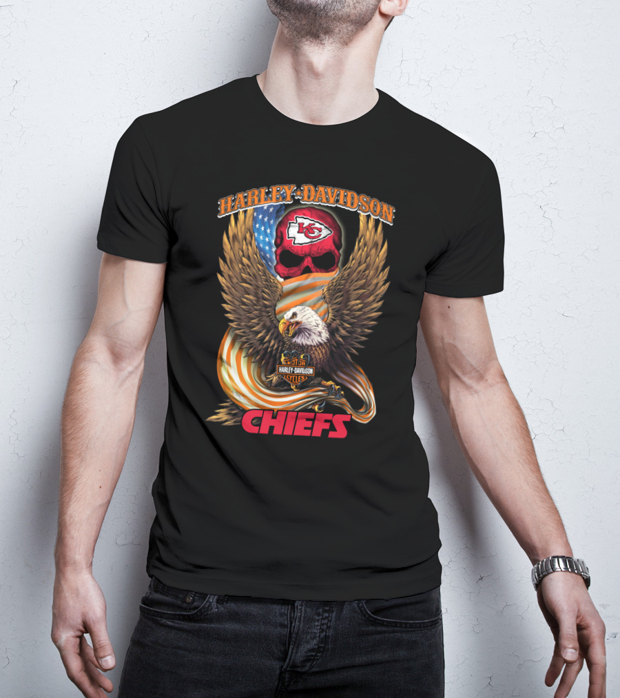 Harley Davidson Kansas City Chiefs Eagle And Skull T-Shirt