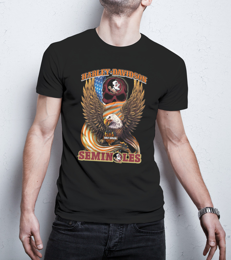 Harley Davidson Florida State Seminoles Cycles American Eagle T-Shirt