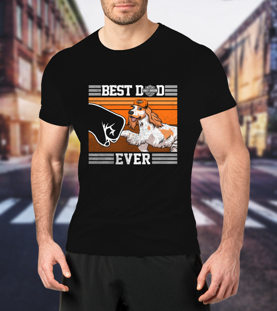 Best Dad Ever Motor Harley English Cocker Spaniel Cycles T-Shirt