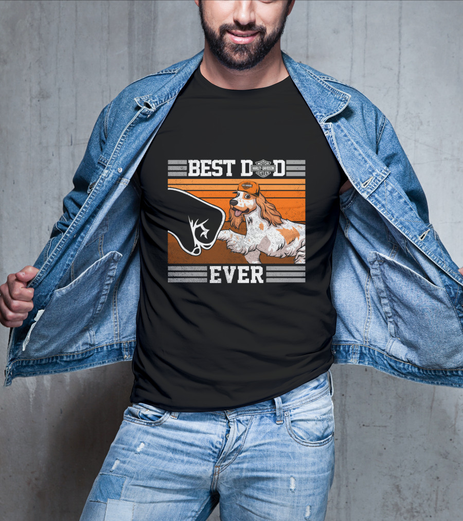 Best Dad Ever Motor Harley English Cocker Spaniel Cycles T-Shirt