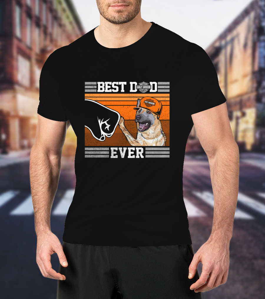 Best Dad Ever Harley Davidson German Shepherd Fist Bump T-Shirt
