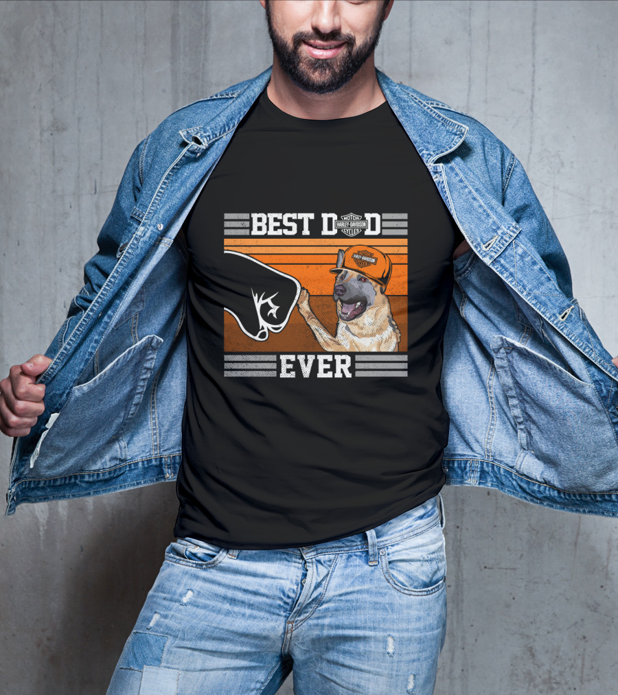 Best Dad Ever Harley Davidson German Shepherd Fist Bump T-Shirt