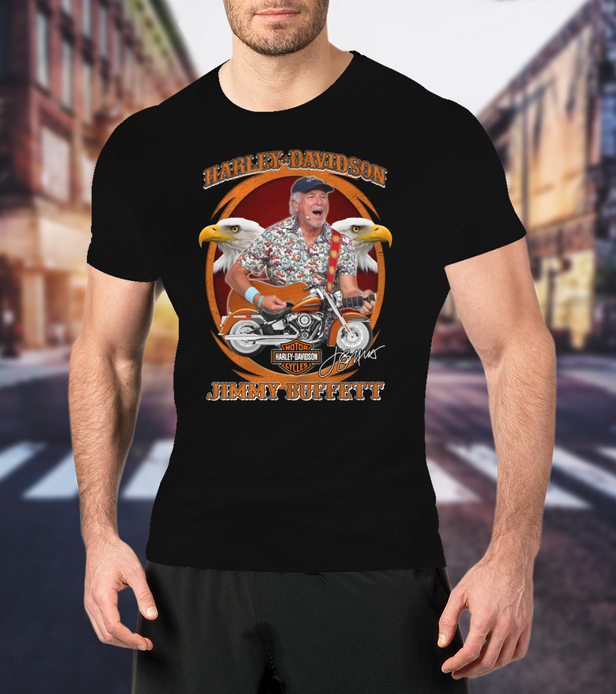 Harley Davidson Motor Cycles Jimmy Buffett Eagles T-Shirt