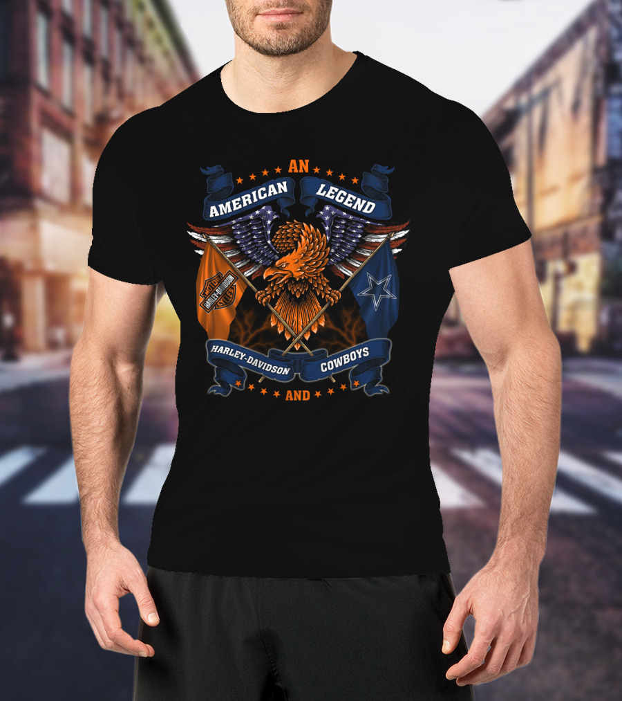An American Legend Harley Davidson And Cowboys T-Shirt