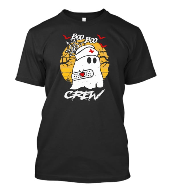 Boo Boo Crew Ghost Nurse Halloween Ghost Bandage Spider Web Bats T-Shirt