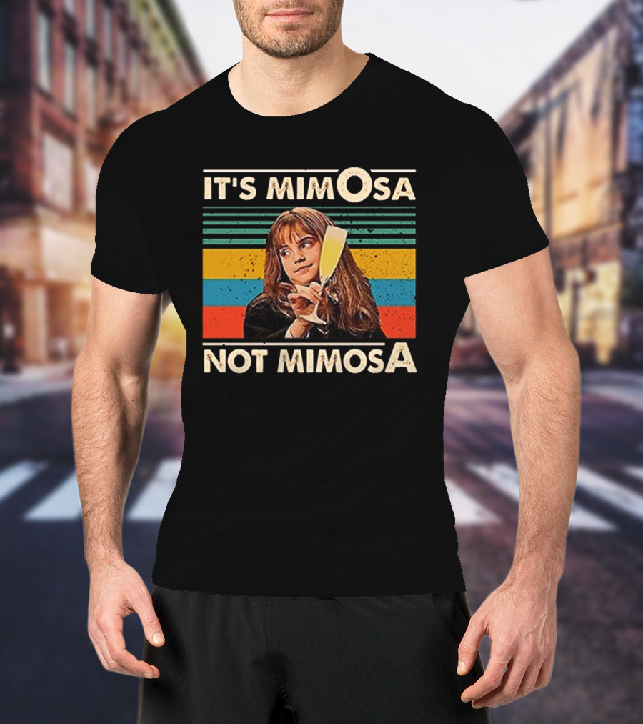 IT'S MIMOSA NOT MIMOSA Retro Stripes Girl Holding Glass T-Shirt