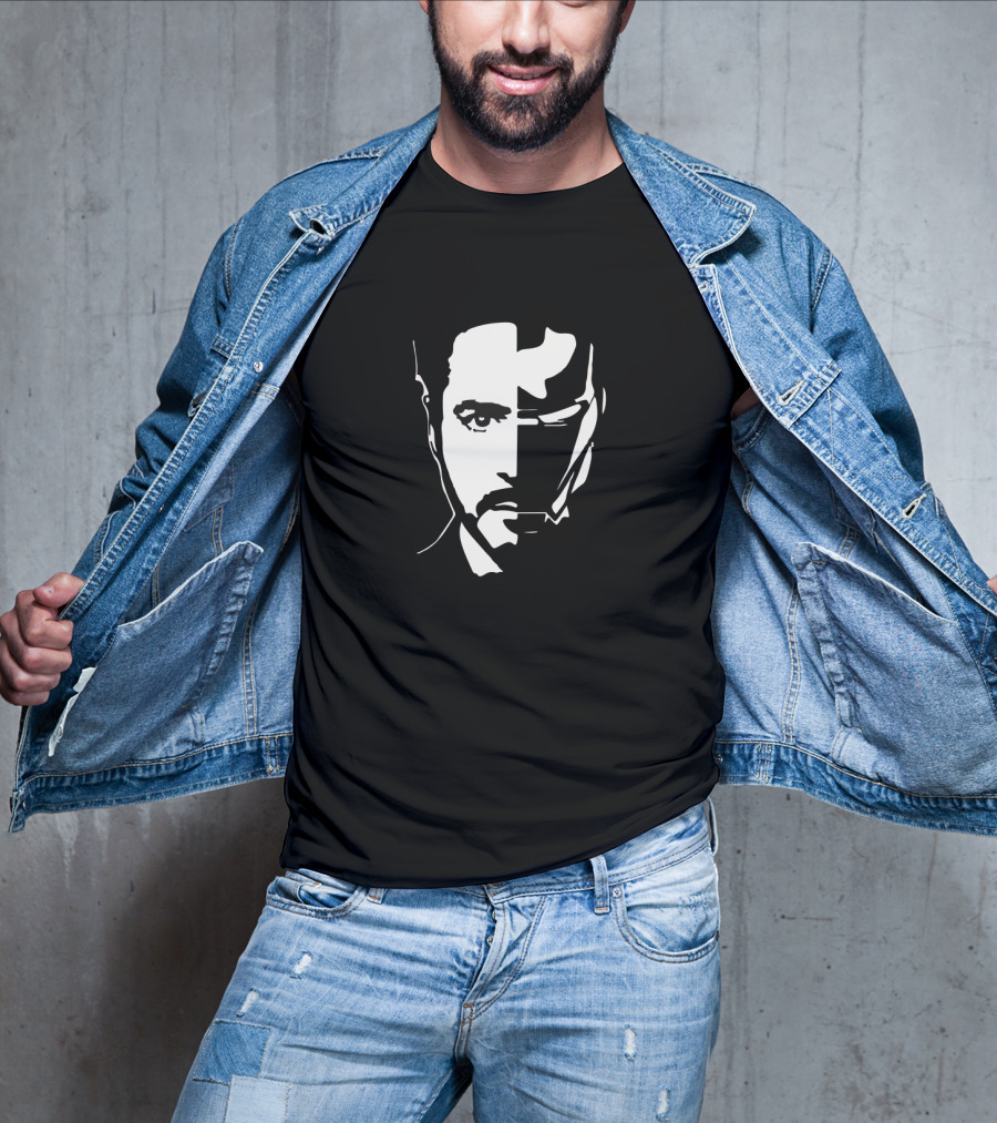 Iron Face Stark Split Hero Mask T-Shirt